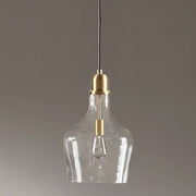 Bell Shaped Glass Pendant, Gold/Clear