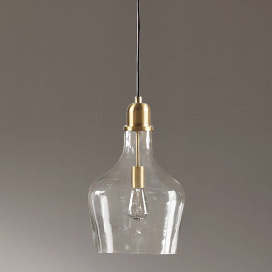 Bell Shaped Glass Pendant, Gold/Clear
