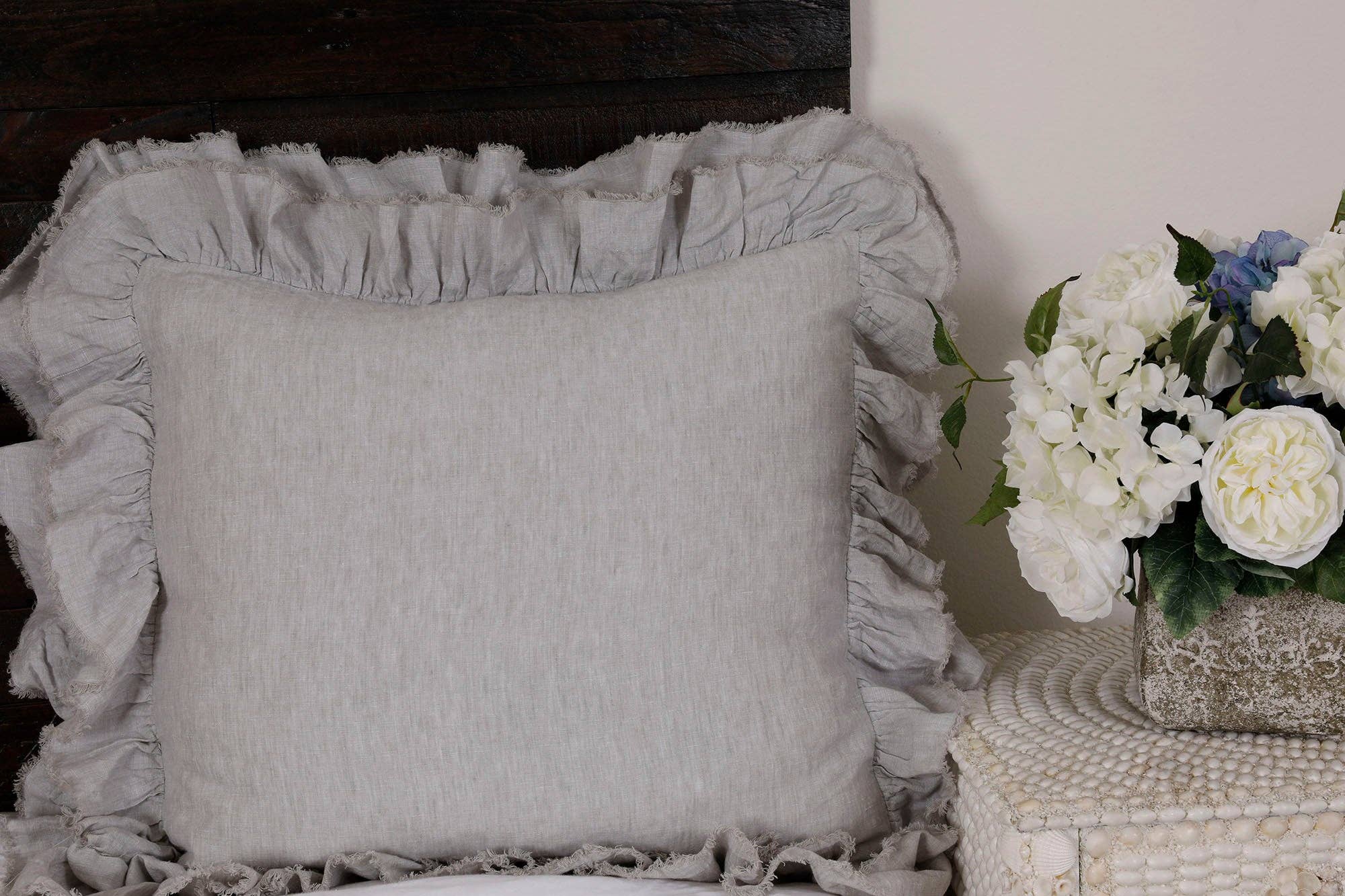 Tara High-Quality Fine Linen Pillow Sham: Greige / King 20"x36"