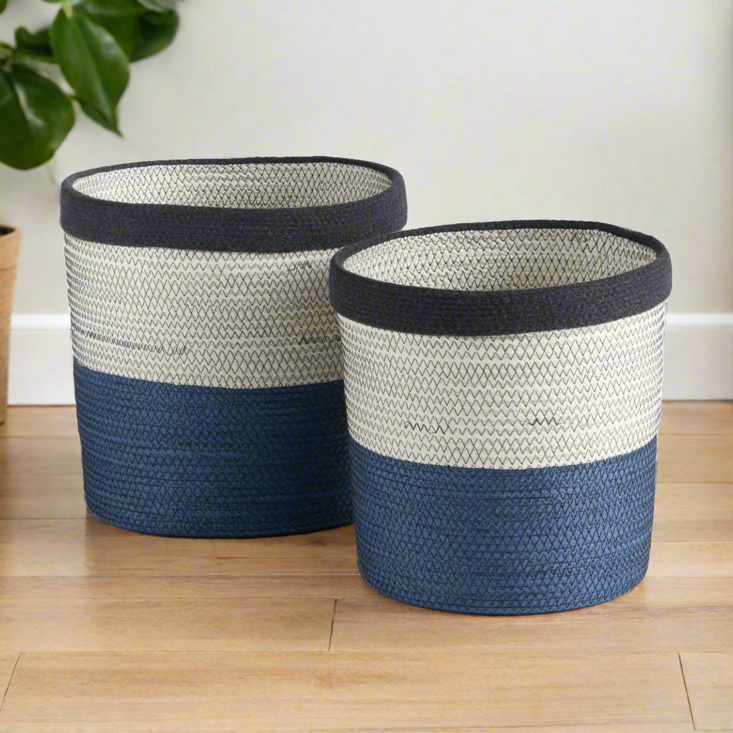 Ayden Round Baskets, Set Of 2 sitting on the floor