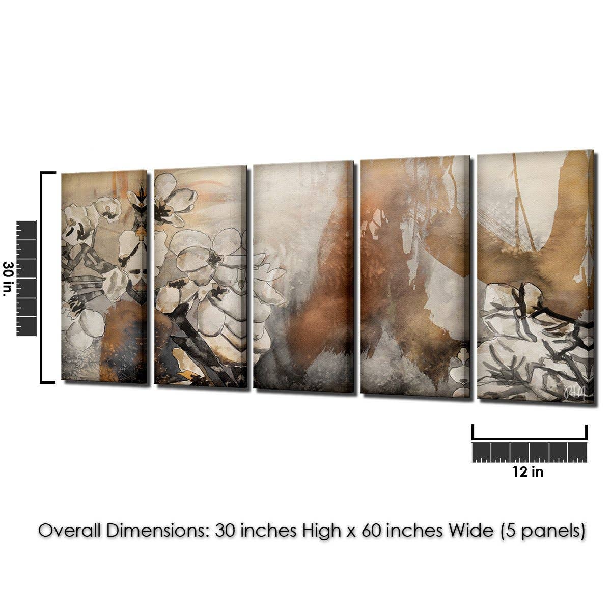 Painted Petals X' Canvas Wall Art: (2) 30 in. High by 30 in. Wide Panels