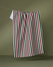 Ribbon Green Red Tea Towel