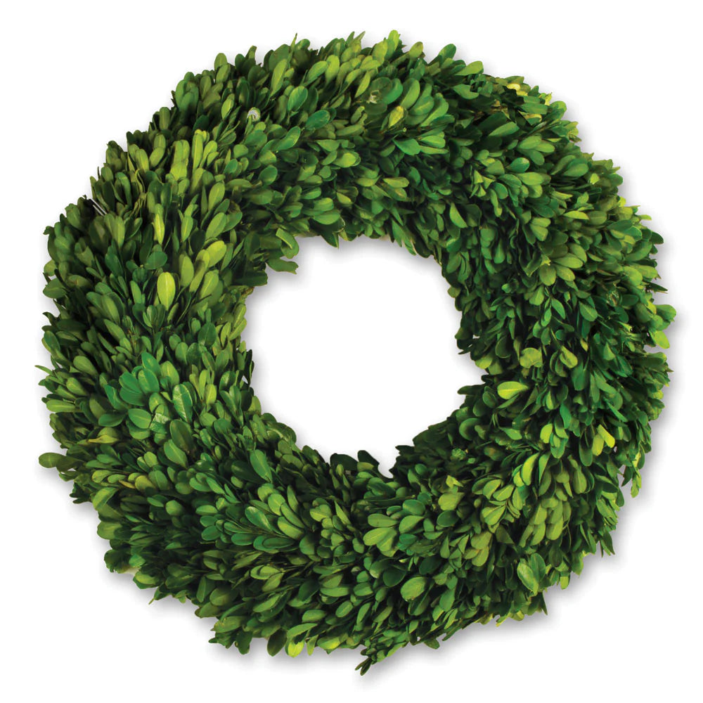 16 Inch Round Preserved Natural Boxwood Wreath