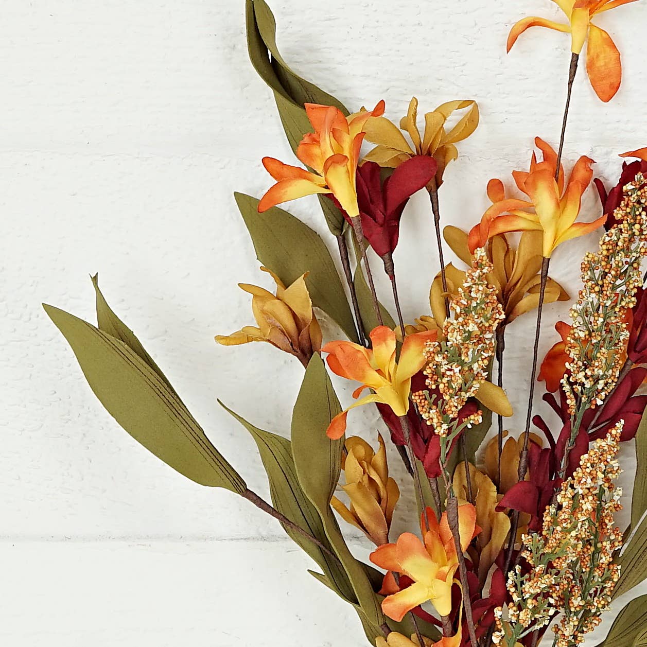 31635-16in Bush-Orange Burgundy Wildflowers