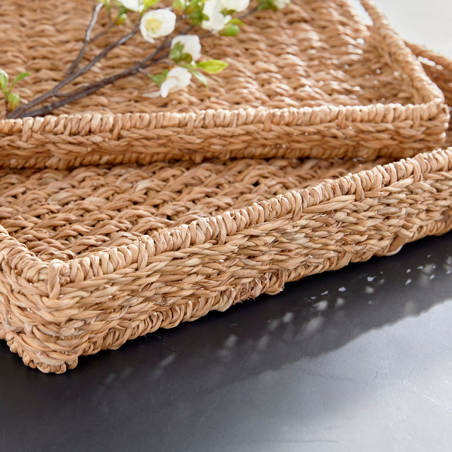 Seagrass Rectangular Trays St/2