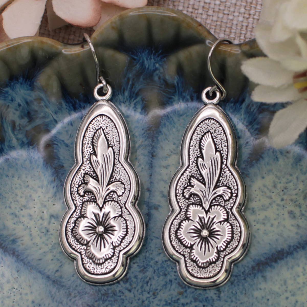 Vintage Flourish Silver Earrings