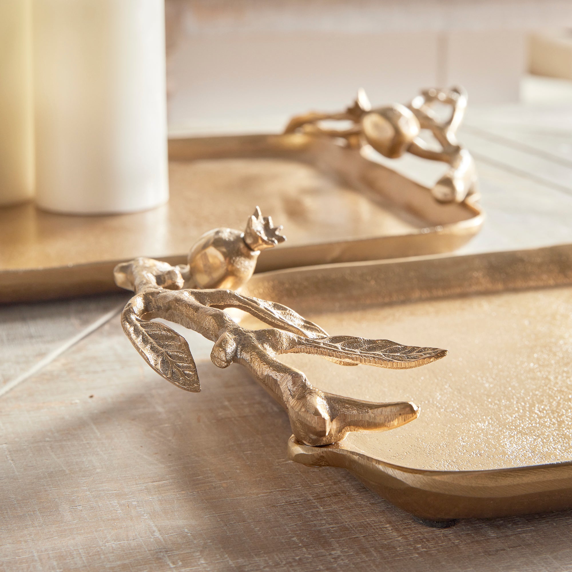 POMEGRANATE BRANCH DECORATIVE TRAYS, SET OF 2