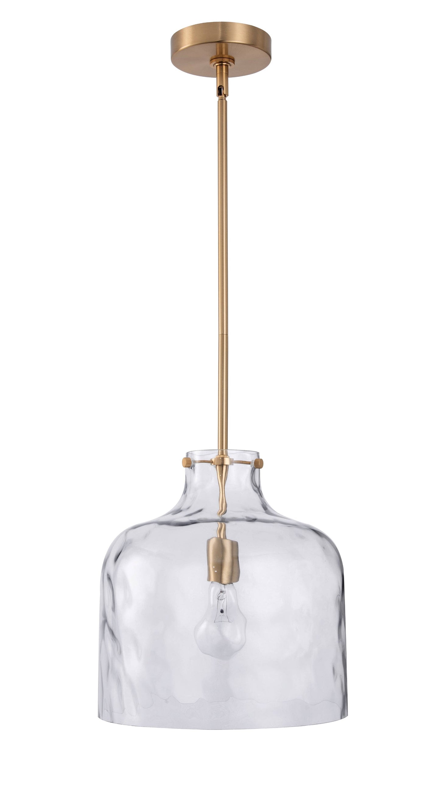 Kara Farmhouse 1-Light Textured Glass Gold Pendant Light
