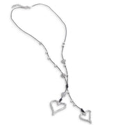 Black Cord Necklace w/Double Heart