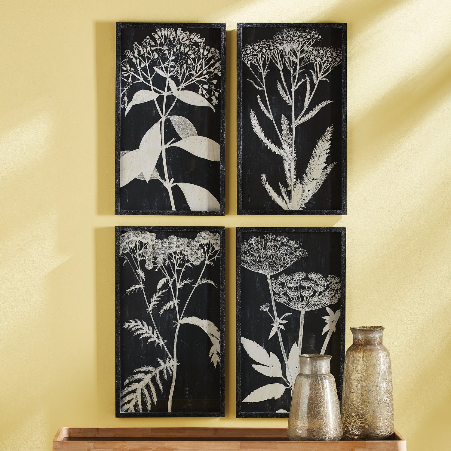 Monochrome Queen Anne'S Lace Prints, Set Of 4