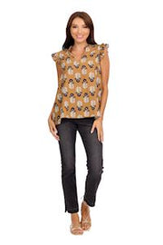 Marlo Printed Top - Mustard