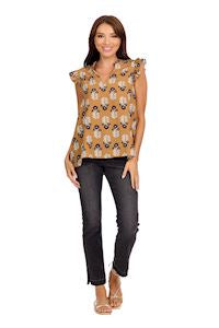 Marlo Printed Top - Mustard