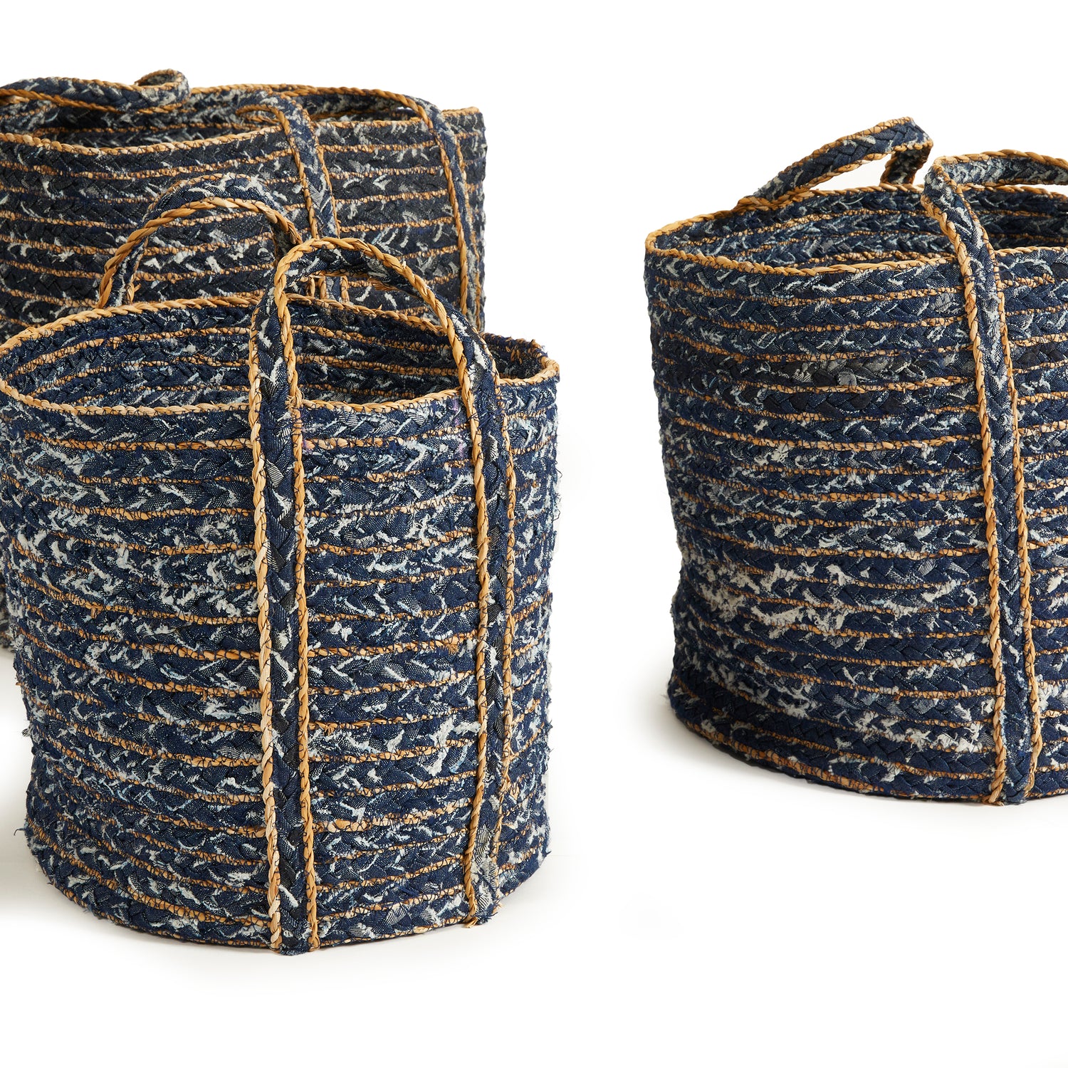 Denim Round Baskets, Set Of 3