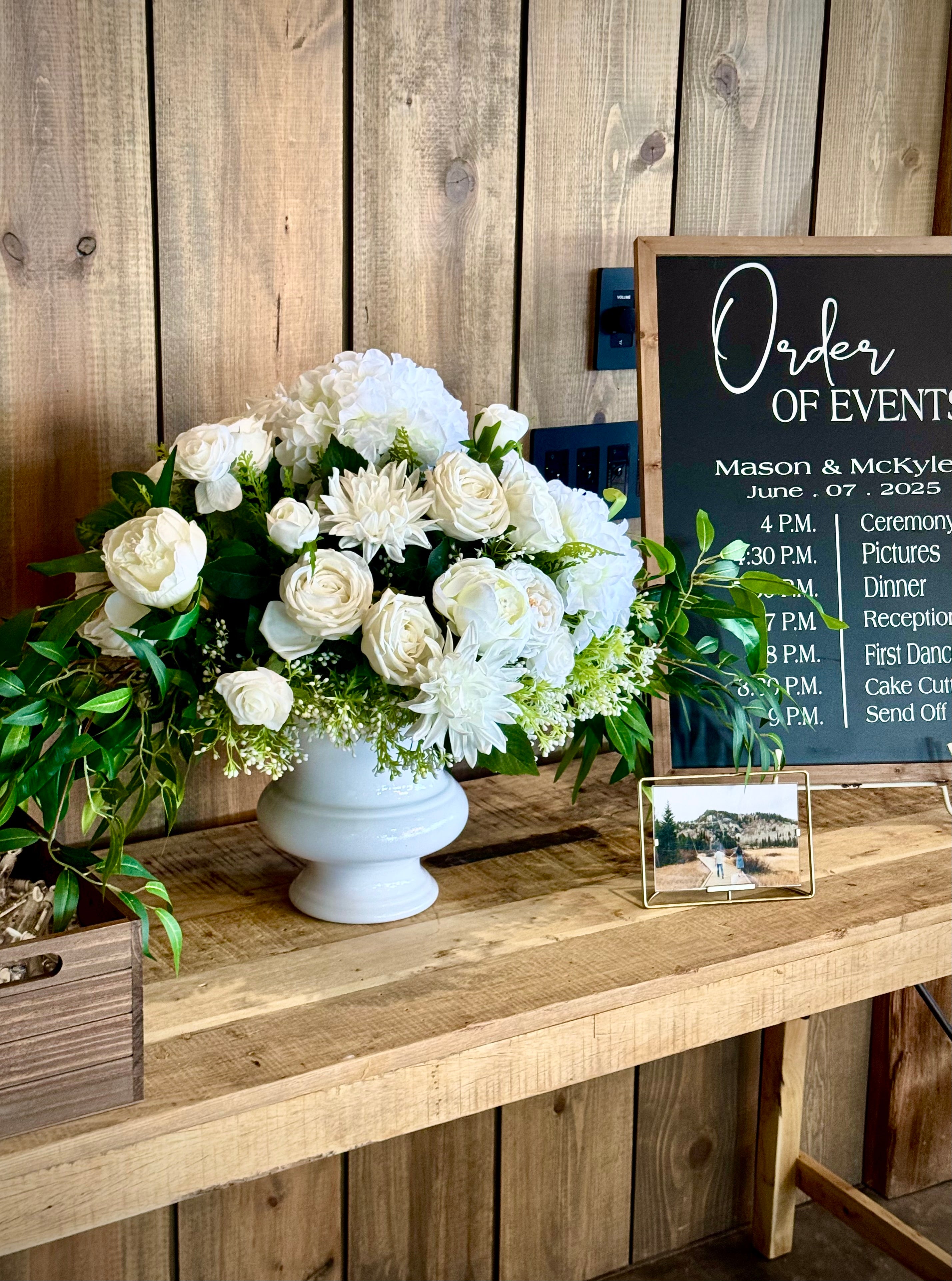 Hydrangea, Dahlia & Rose Wedding Arrangement - Medium