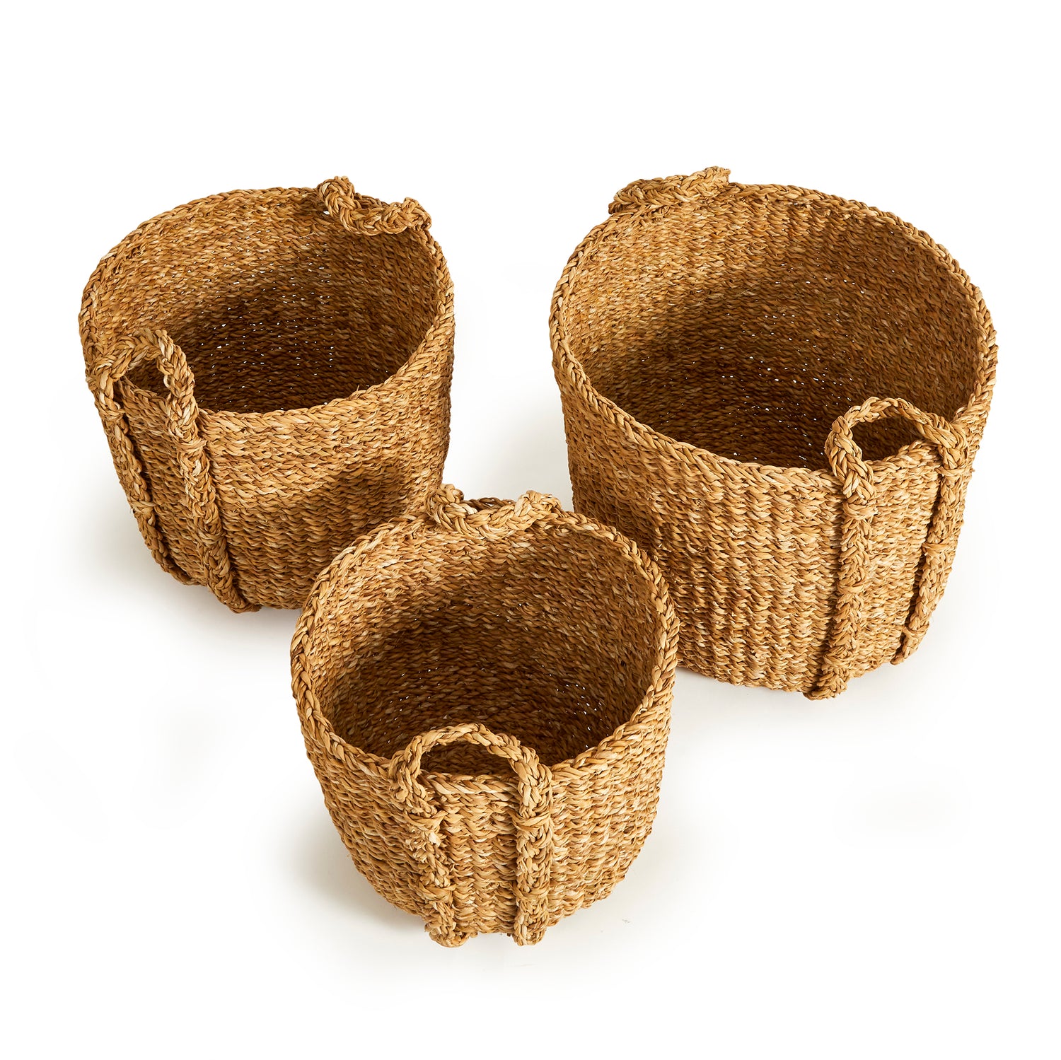 Seagrass Round Drum Baskets, Set Of 3