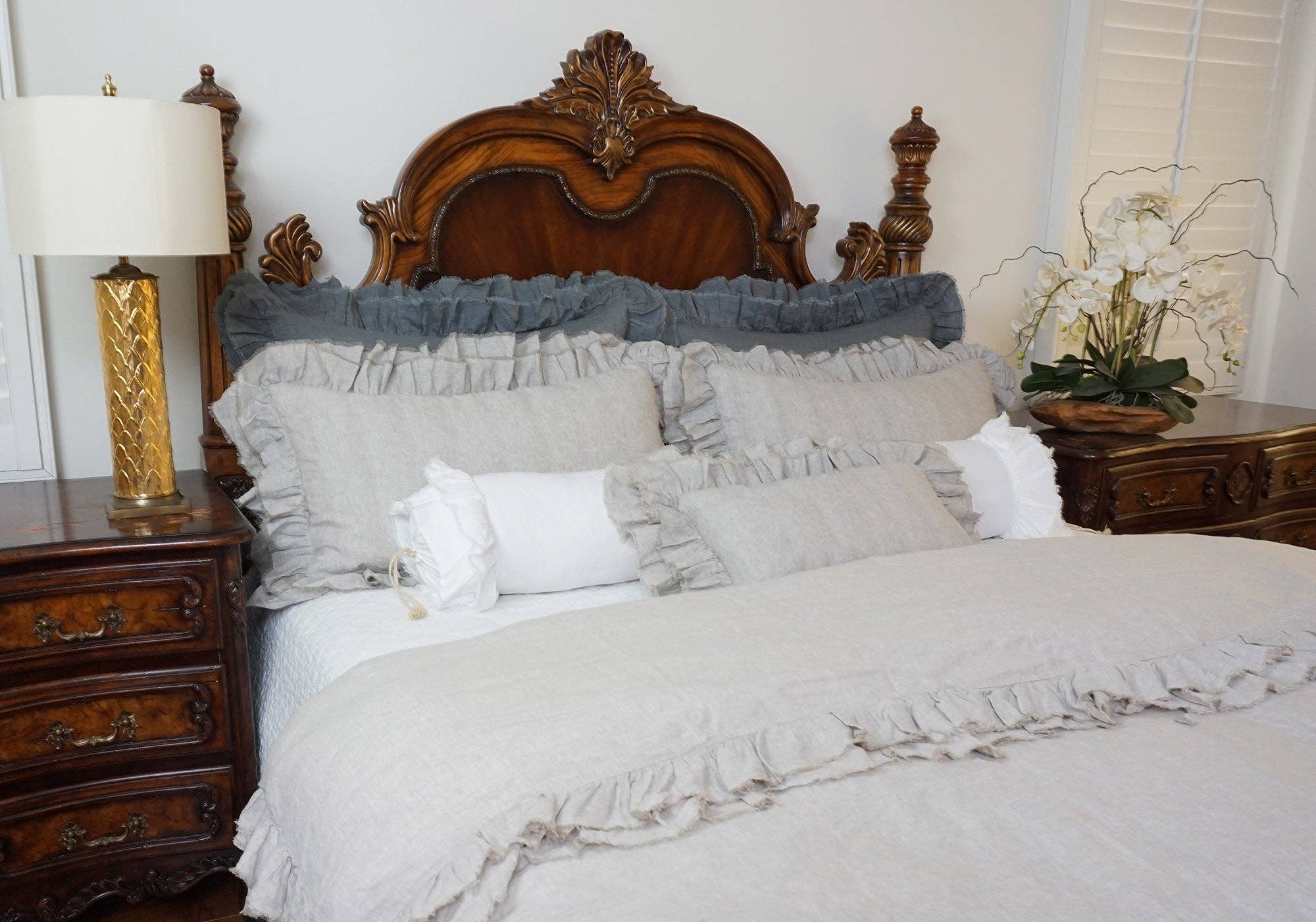 Tara High-Quality Fine Linen Pillow Sham: Greige / King 20"x36"