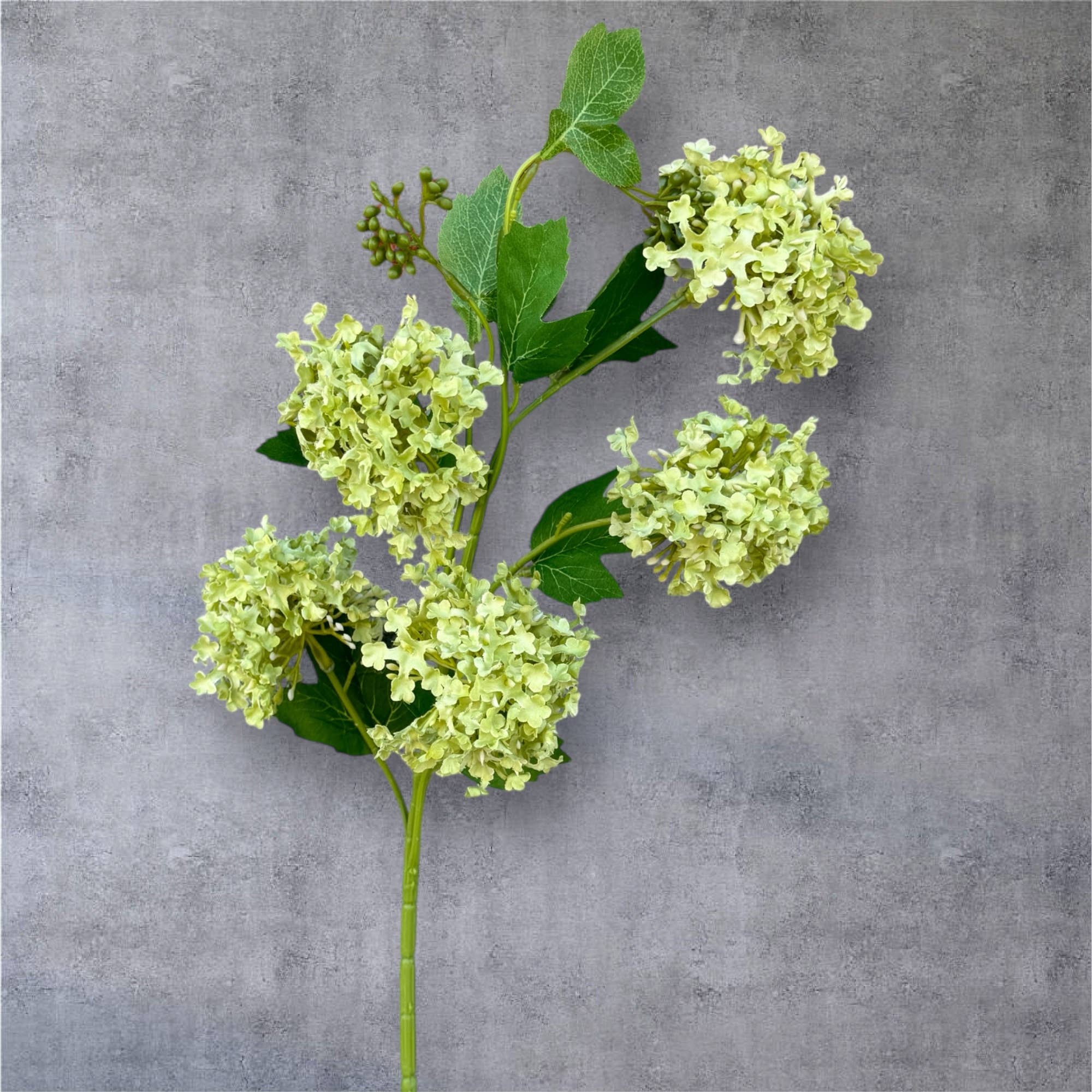 30"-5 Blooms seeded-faux Snowball hydrangea spray