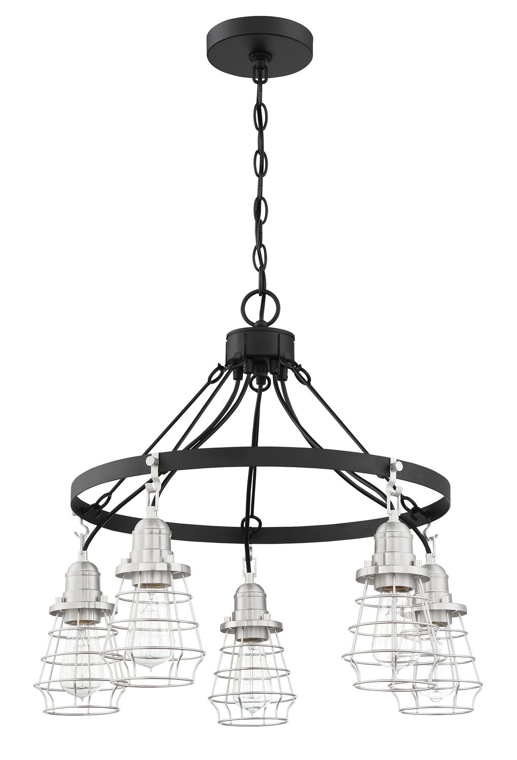 Craftmade - 50625-FBBNK - Five Light Chandelier - Thatcher - Flat Black/Brushed Polished Nickel