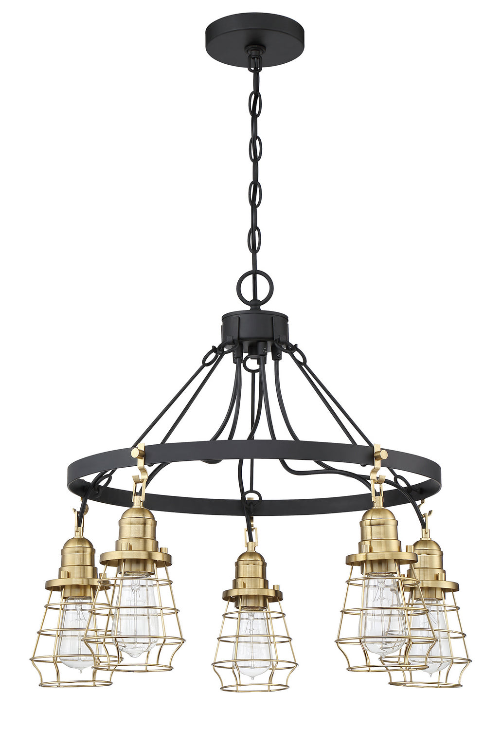 Craftmade - 50625-FBSB - Five Light Chandelier - Thatcher - Flat Black/Satin Brass