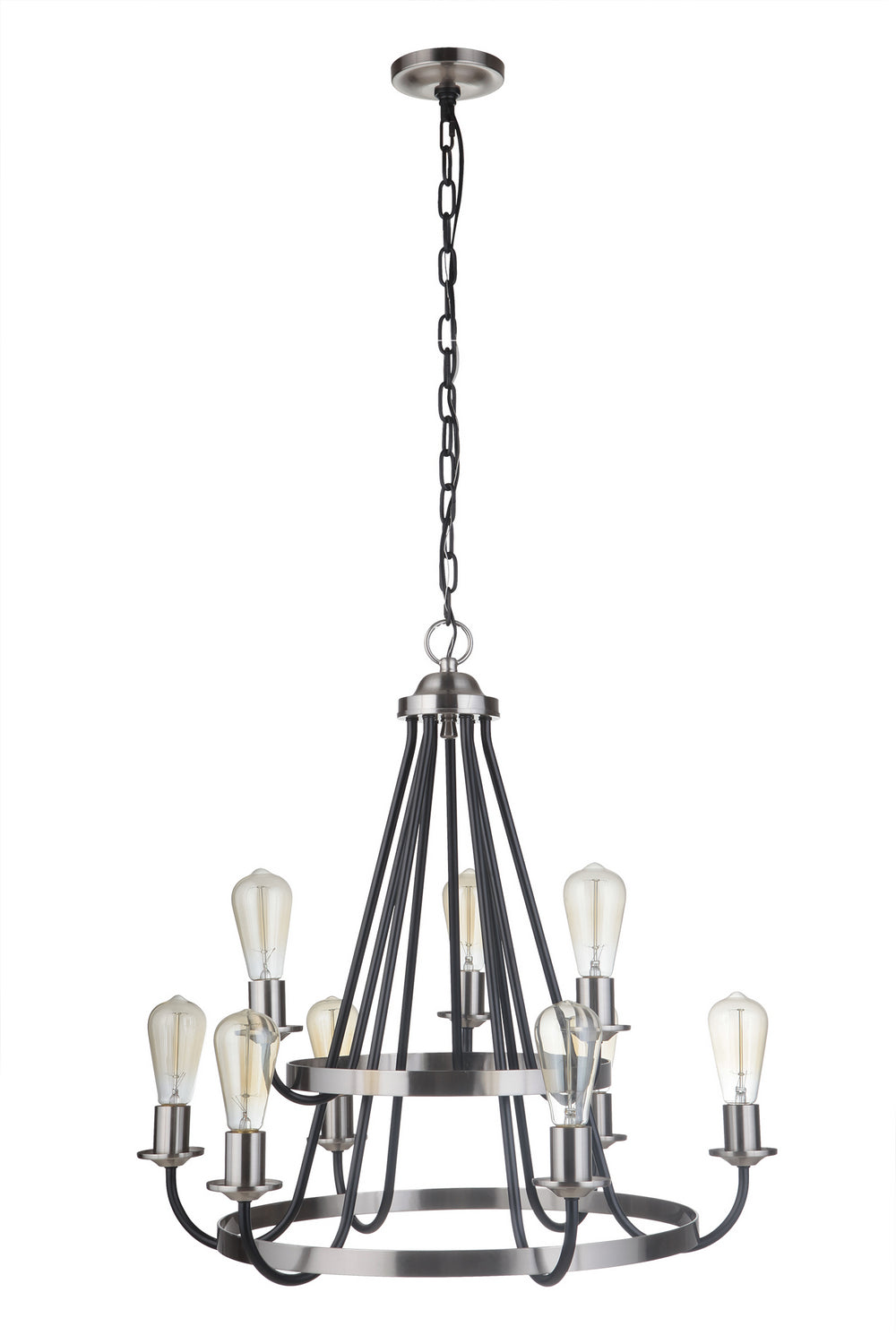 Craftmade - 50329-FBBNK - Nine Light Chandelier - Randolph - Flat Black/Brushed Polished Nickel