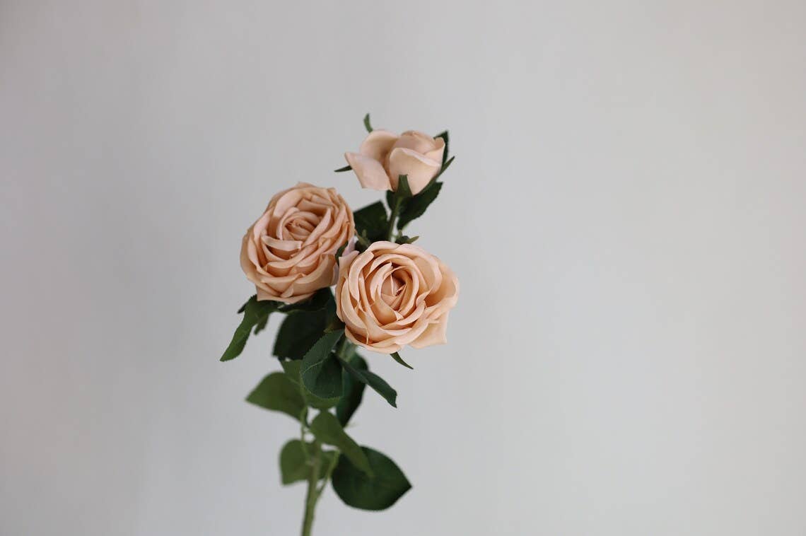 28.75"-Elegant large bloom Real Touch Cabbage Rose: Ivory