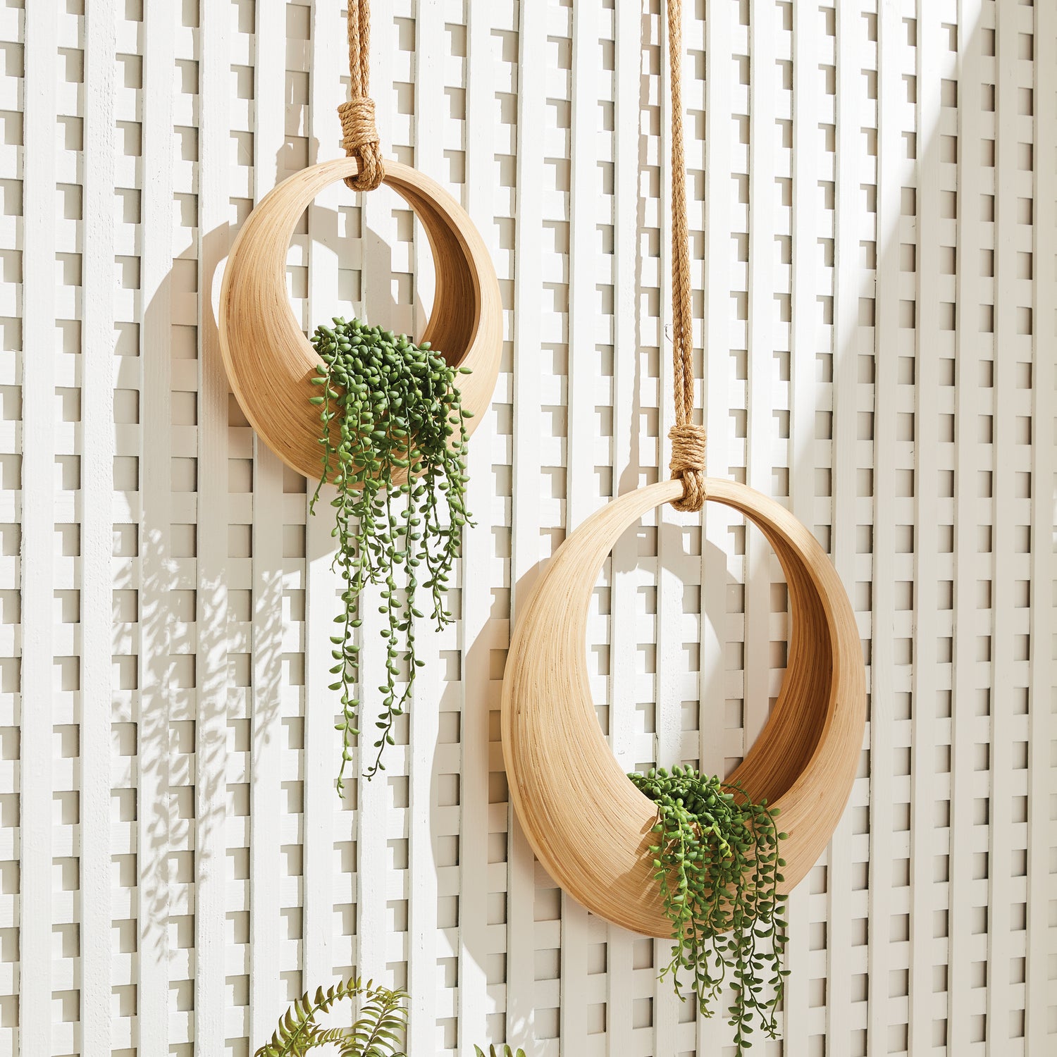 Jayla Bamboo Hanging Baskets, Set Of 2