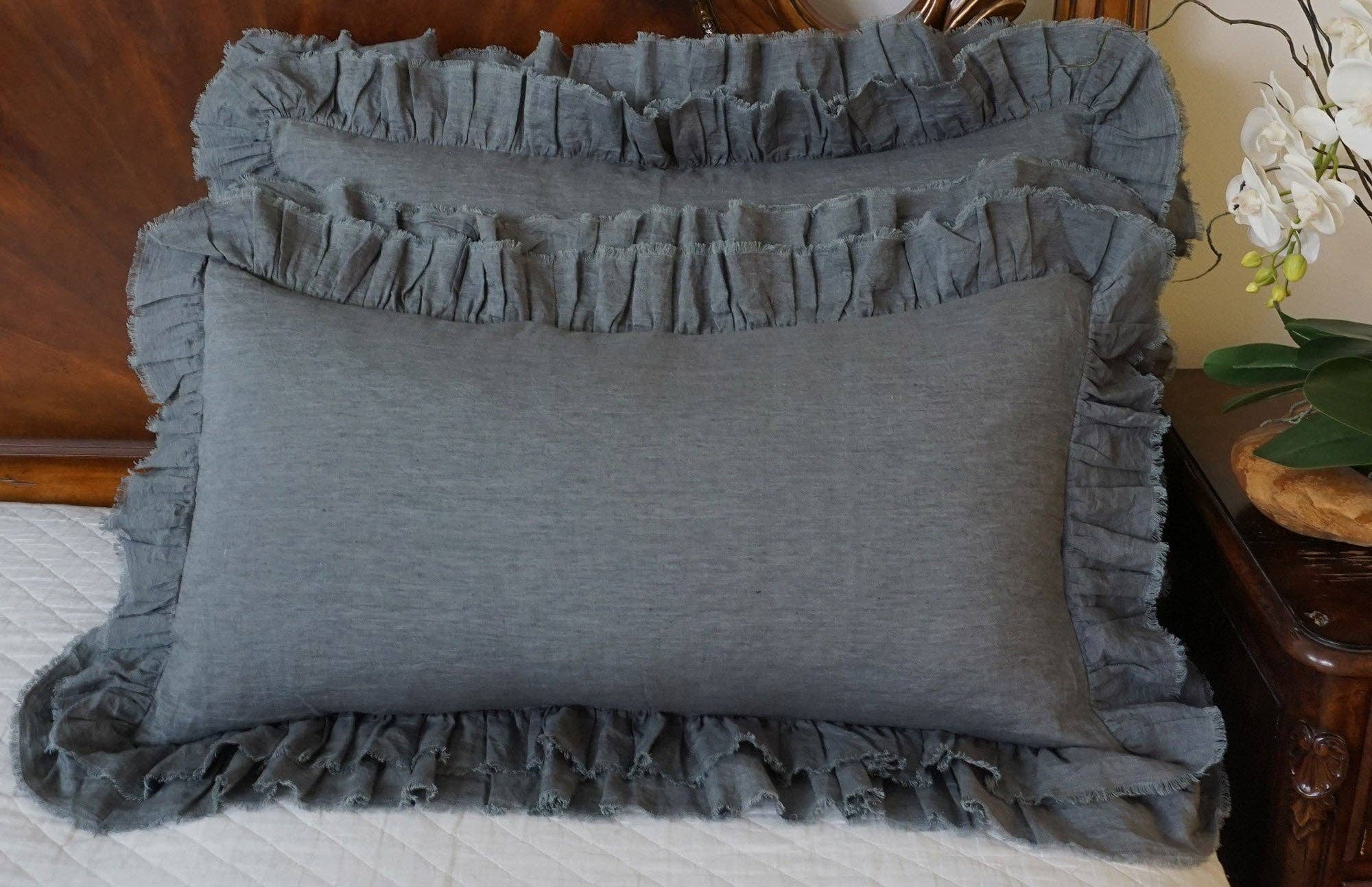 Tara High-Quality Fine Linen Pillow Sham: Greige / King 20"x36"