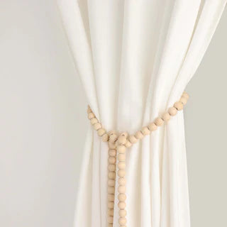 55" Cream Wood Bead Garland With Tassels