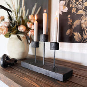 Distressed Black Metal Candle Holder