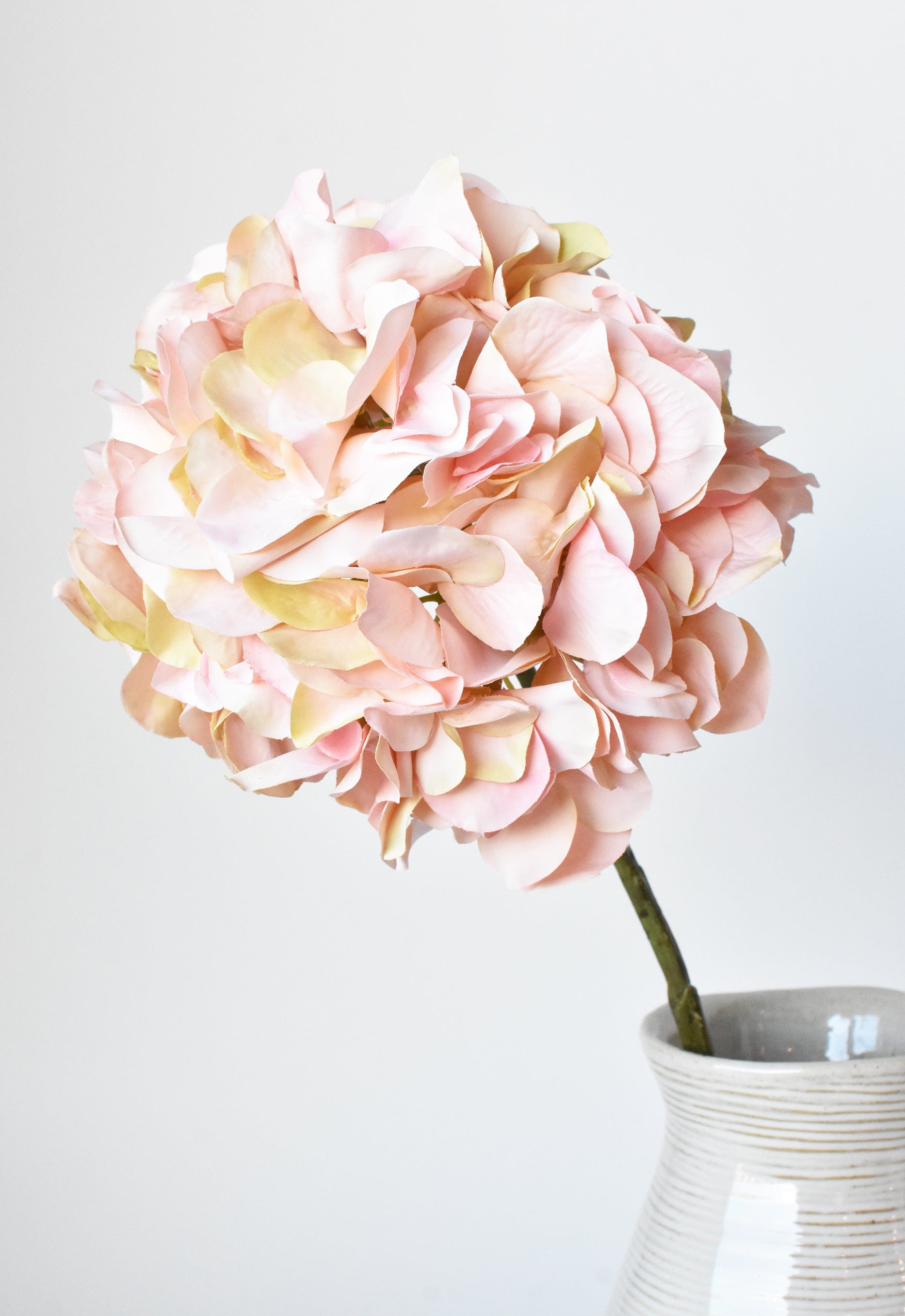 21" Faux Light Pink Hydrangea Stem