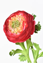 13" Faux Red Ranunculus Stem