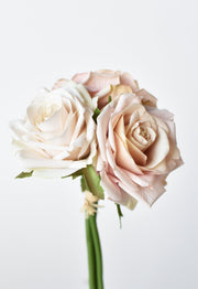 7.5" Faux Pink/Cream Rose Bundle (3)