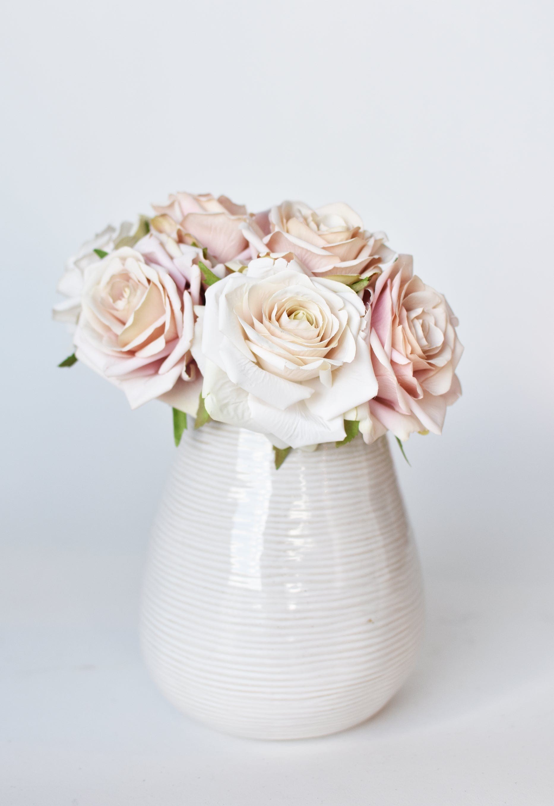 7.5" Faux Pink/Cream Rose Bundle (3)