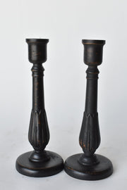 Black Distressed Taper Candlestick PAIR