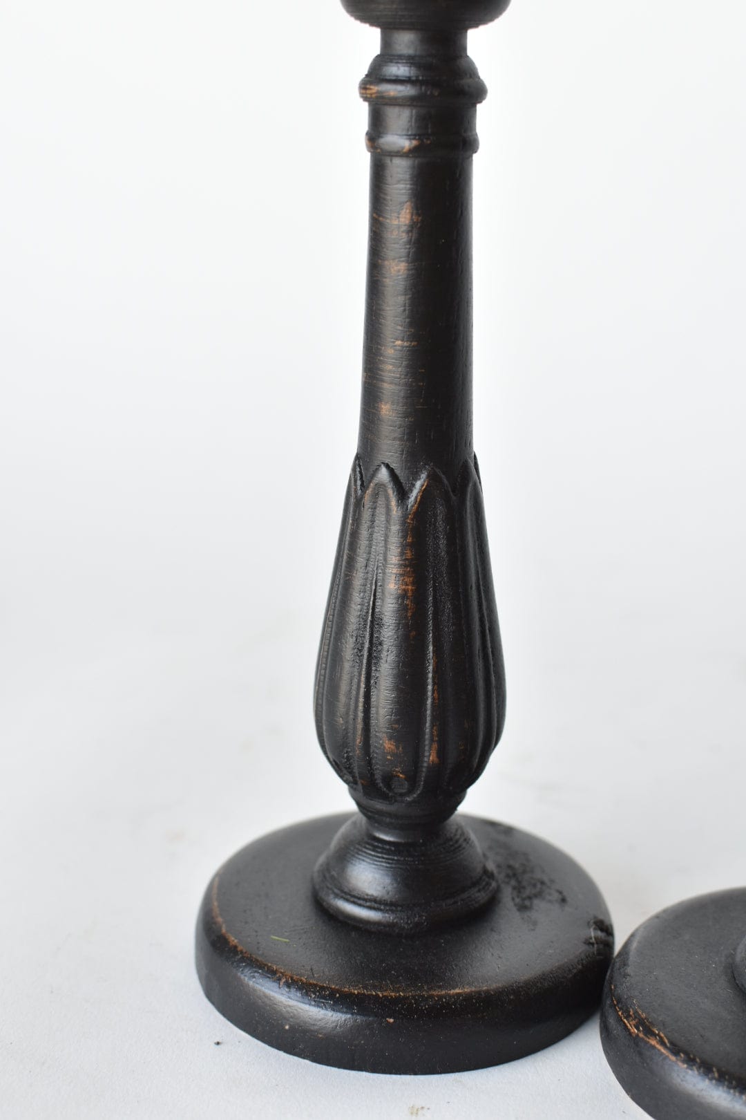 Black Distressed Taper Candlestick PAIR