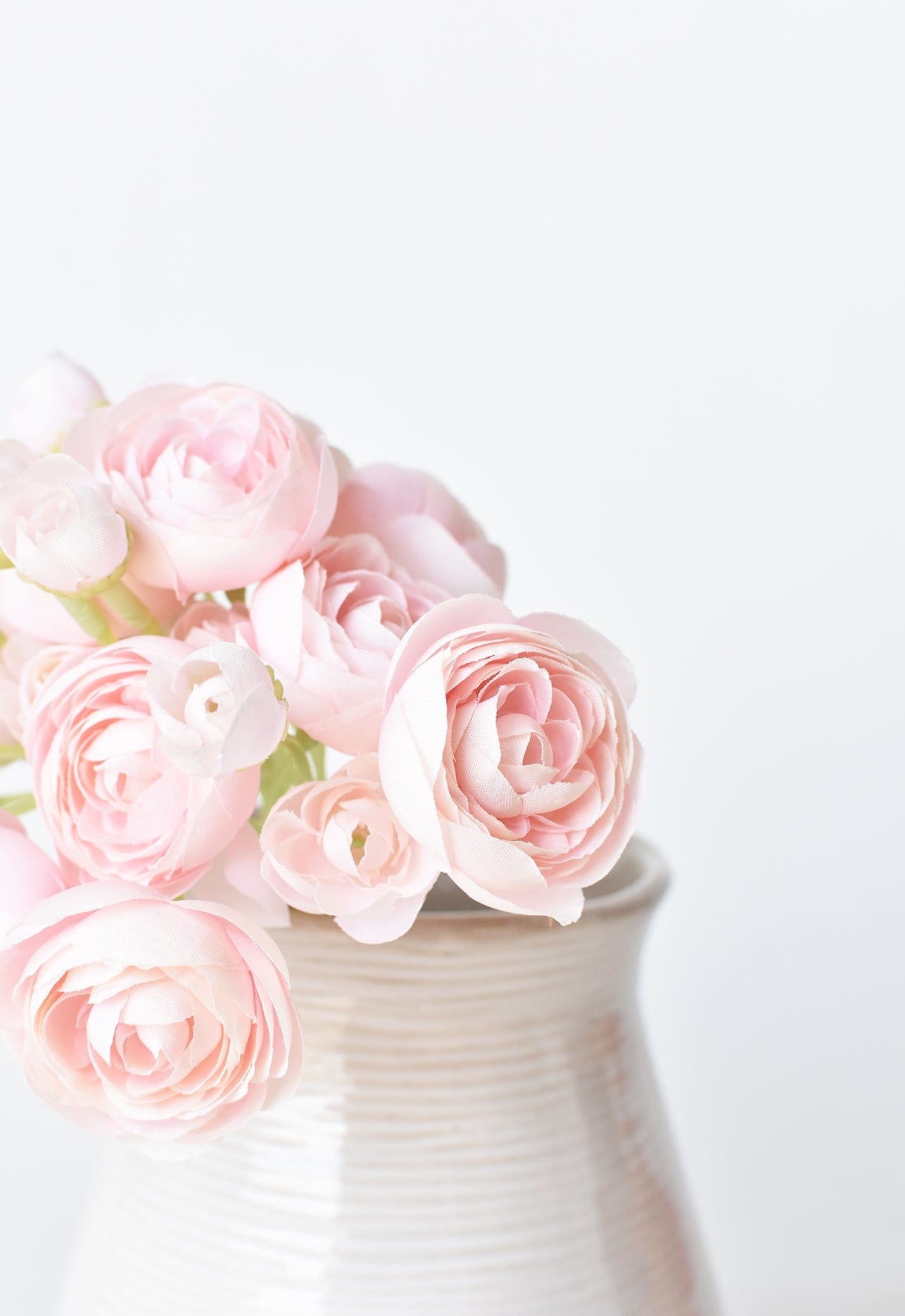 10" Faux  Pale Pink Ranunculus Stem Bundle