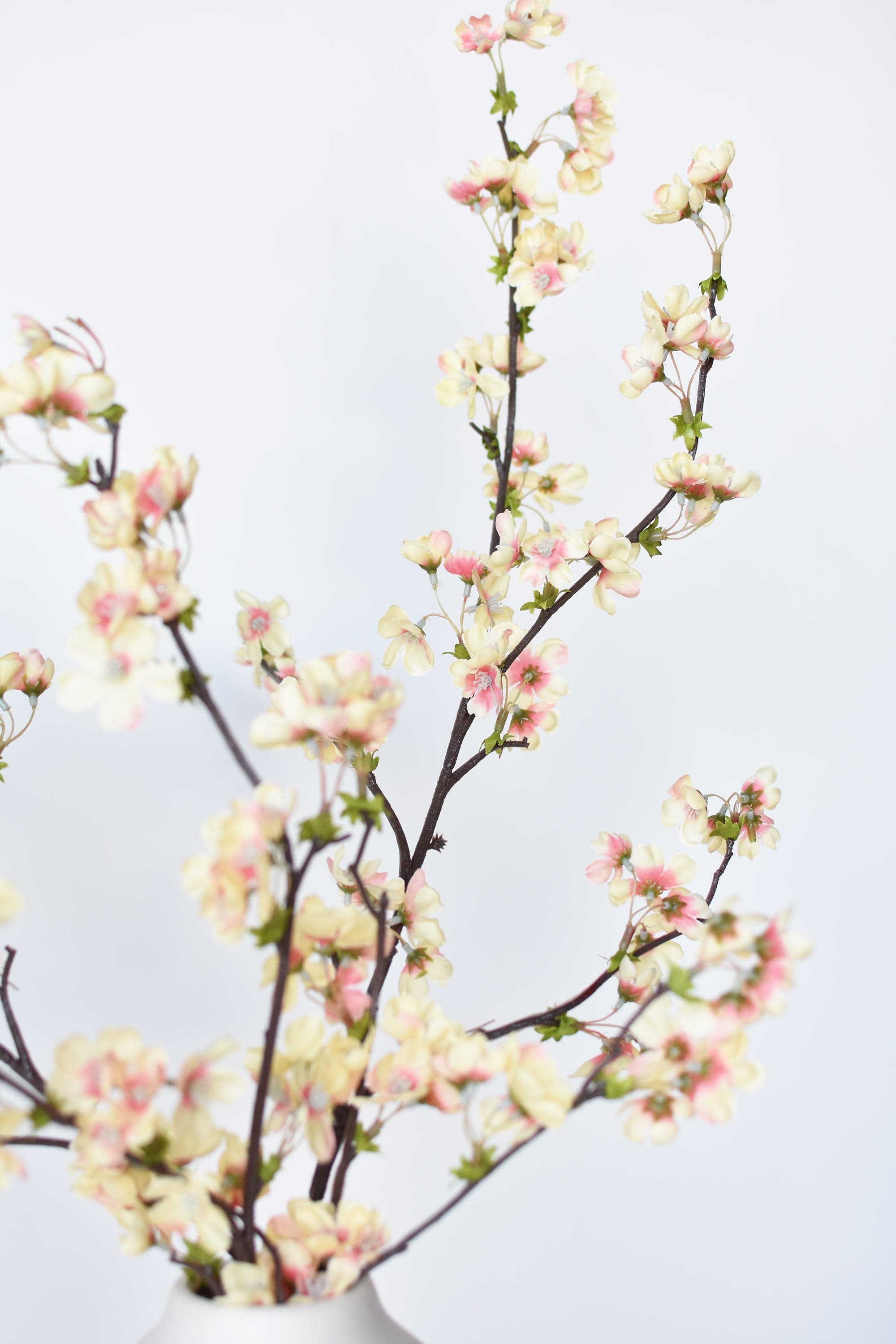 36" Faux Quince Blossom Apricot Cream Stem Flowering Branch
