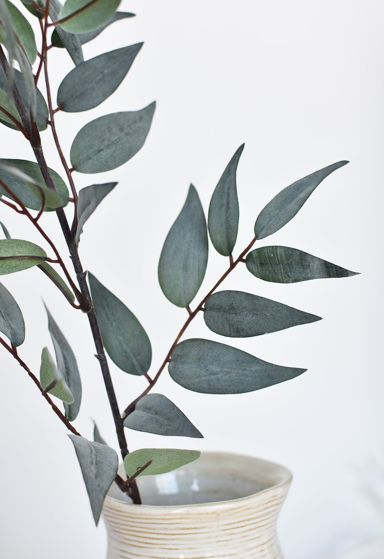 36" Faux Dark Green/Gray Ruscus Leaf Stem