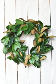 27" Faux Magnolia Leaf Wreath