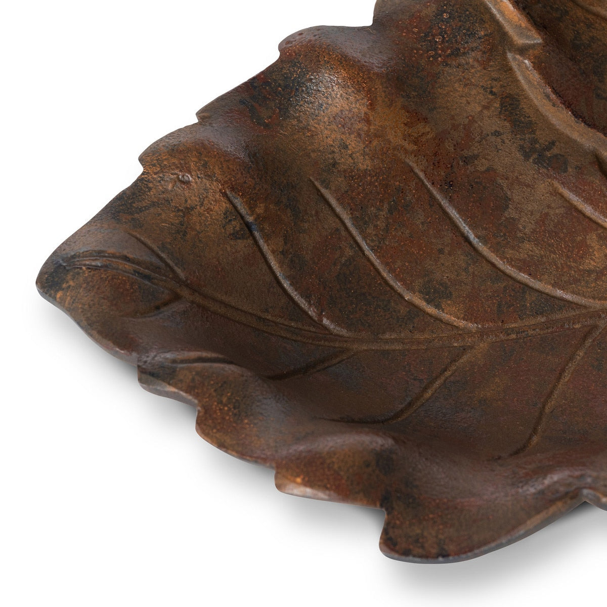 Cast Aluminum Grape Leaf Small Basket | Patina Brown Decorative Basket