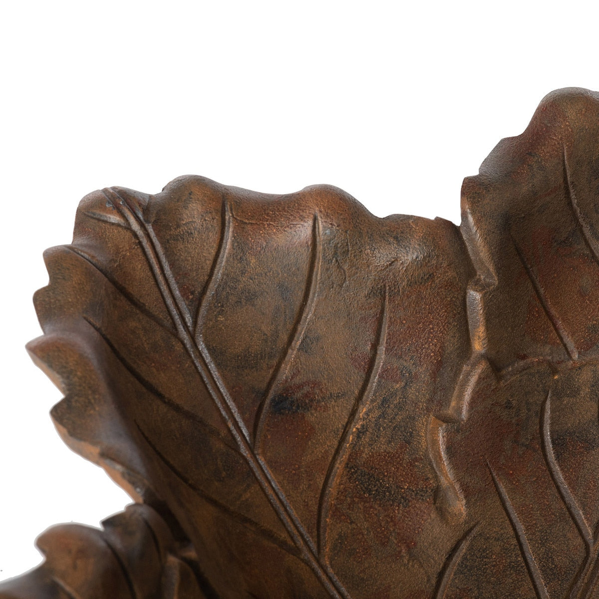 Cast Aluminum Grape Leaf Serving Bowl | Patina Brown Decorative Bowl