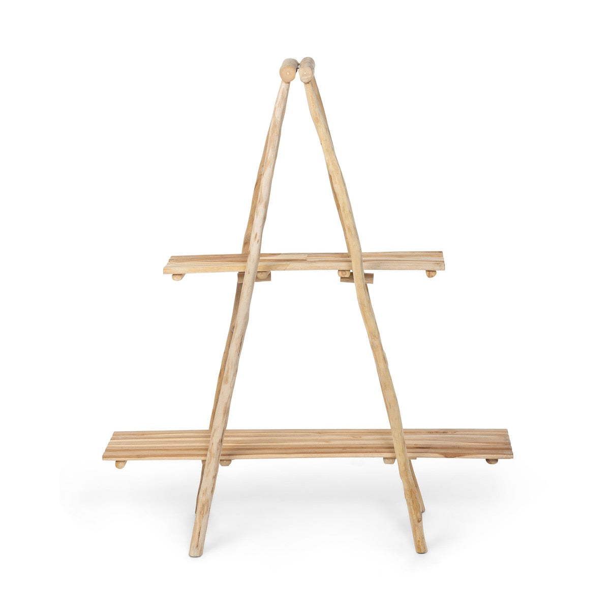 Natural Ladder Display Shelf | Teak Wood Display Unit