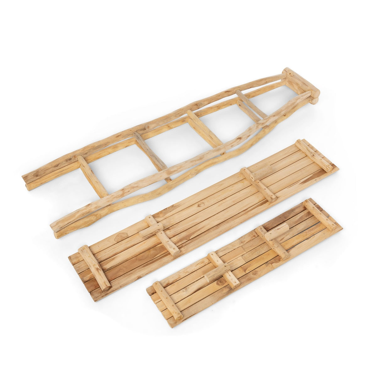 Natural Ladder Display Shelf | Teak Wood Display Unit