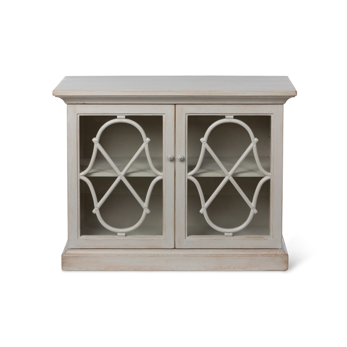 Adeline Wood Console with Glass Doors | Patina White Storage