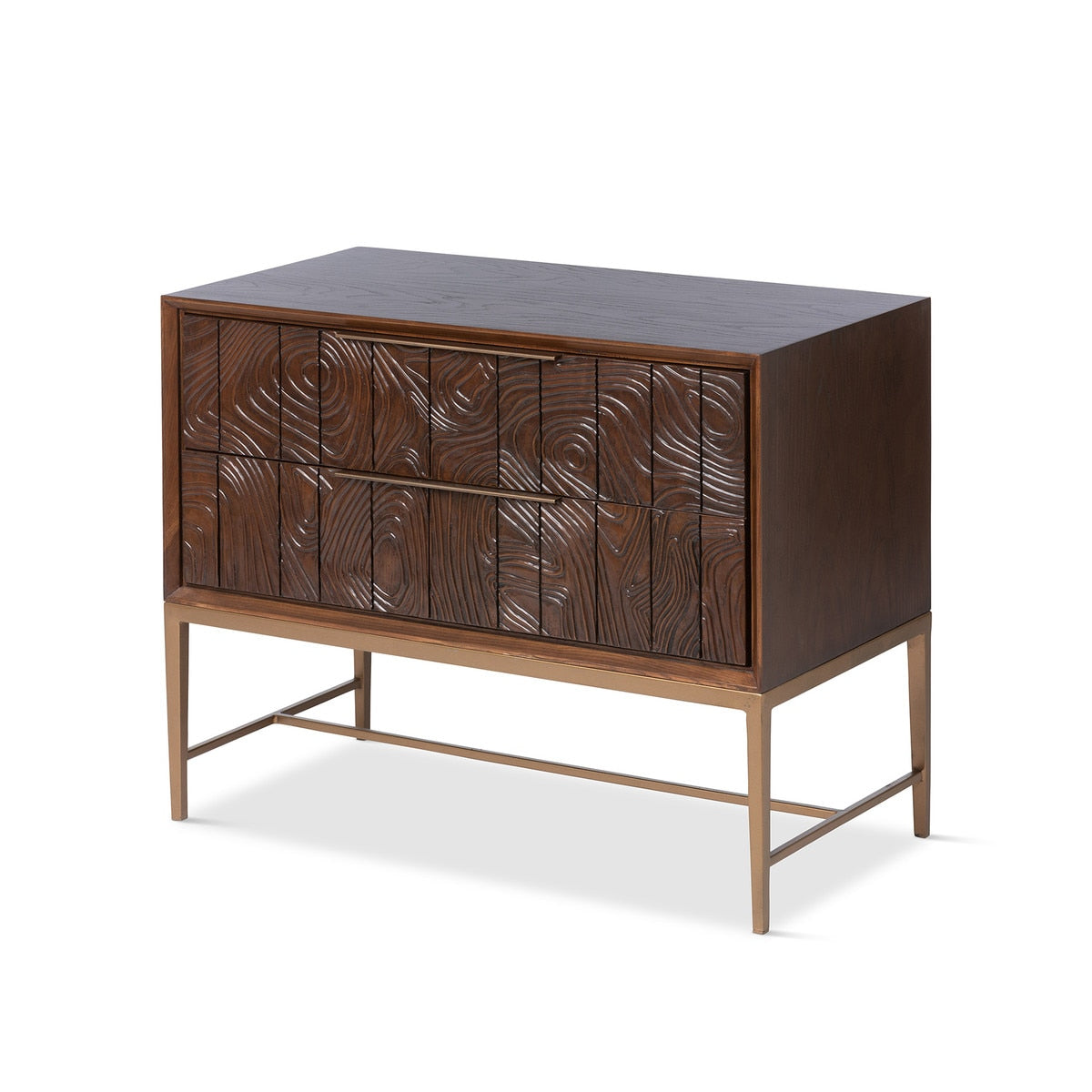 Addison Faux Bois 2-Drawer Chest | Walnut Rustic Storage Accent