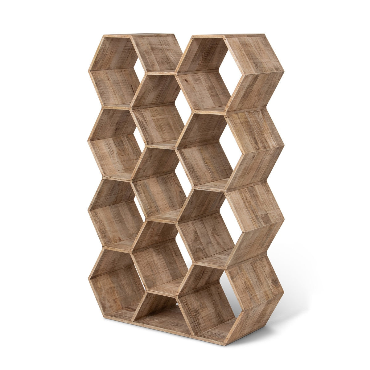 Honeycomb Wooden Étagère | Natural Wood Display Shelf