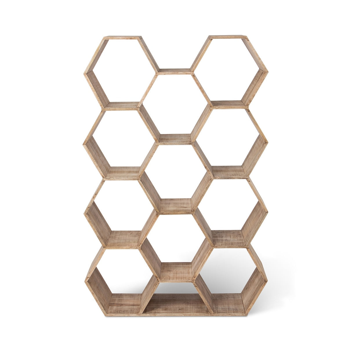 Honeycomb Wooden Étagère | Natural Wood Display Shelf