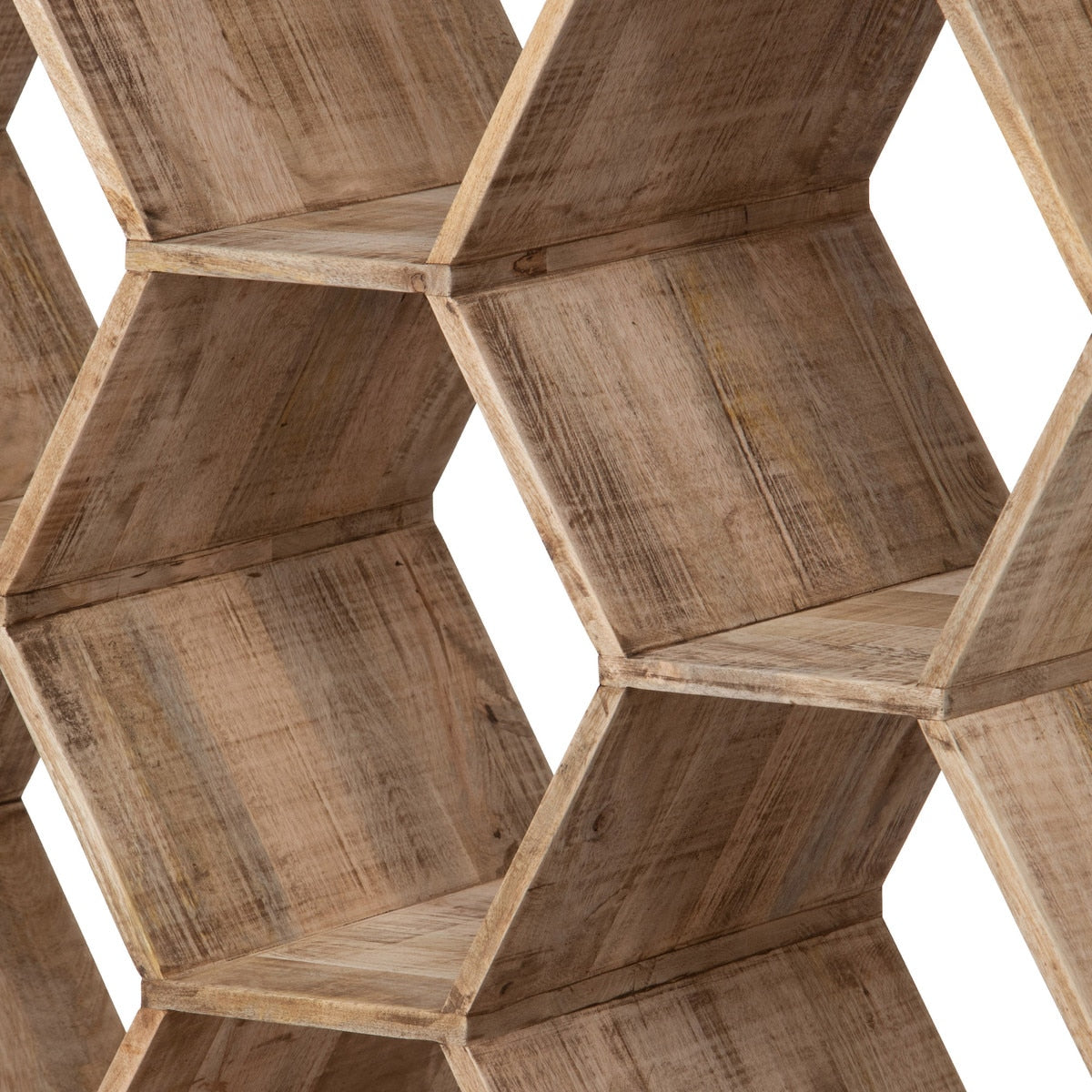 Honeycomb Wooden Étagère | Natural Wood Display Shelf