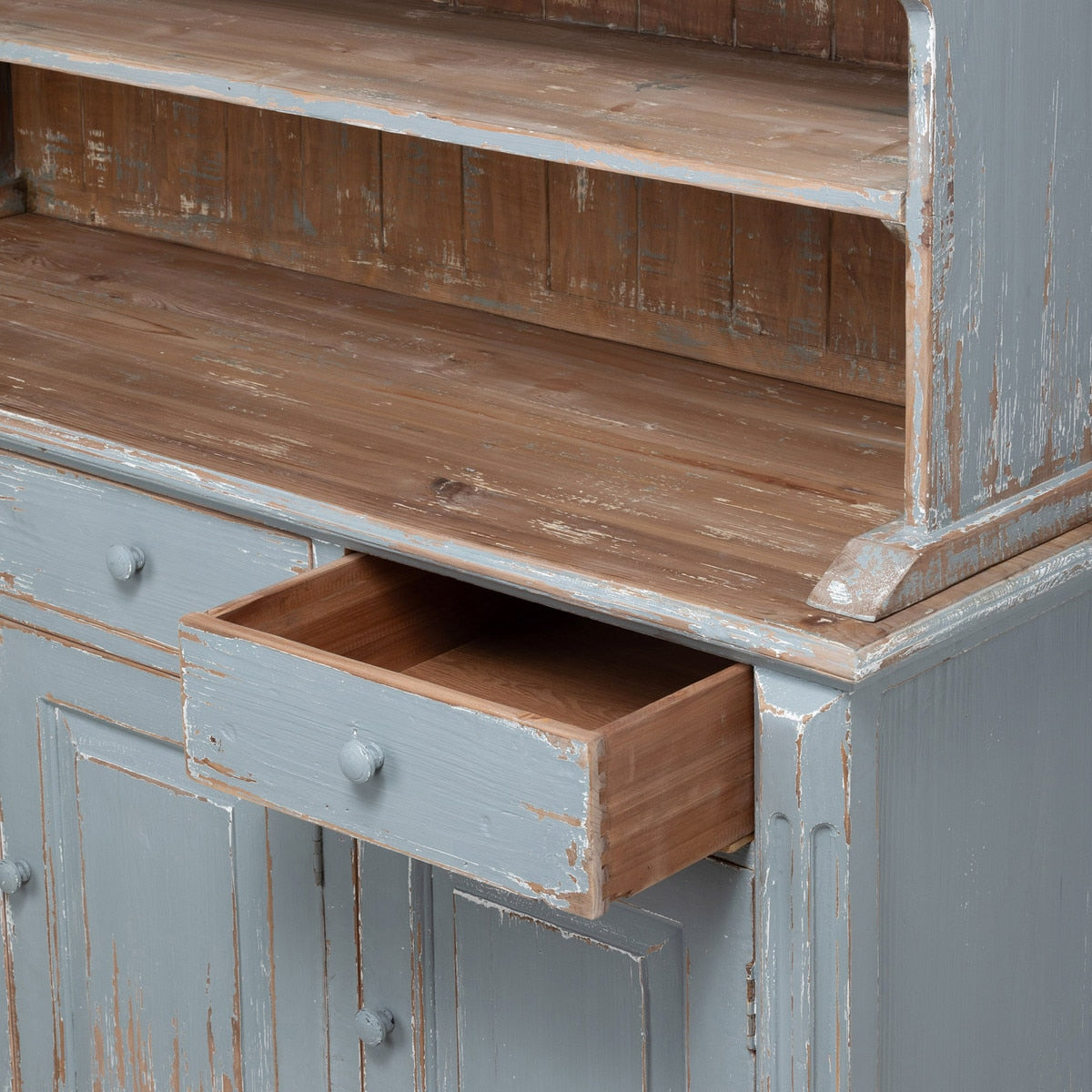 Painted Display Hutch | Antique Grey Storage & Display