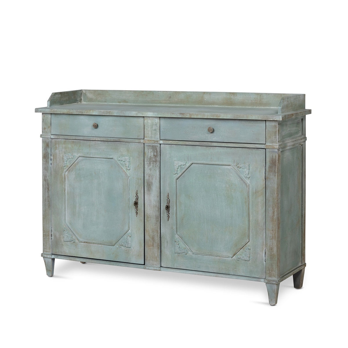 Painted Butters Cabinet | Distressed Pale Blue-Green Storage